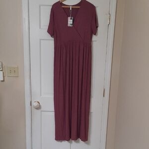 Chic XPENYO Plum Maternity Wrap Maxi Dress SZ XL